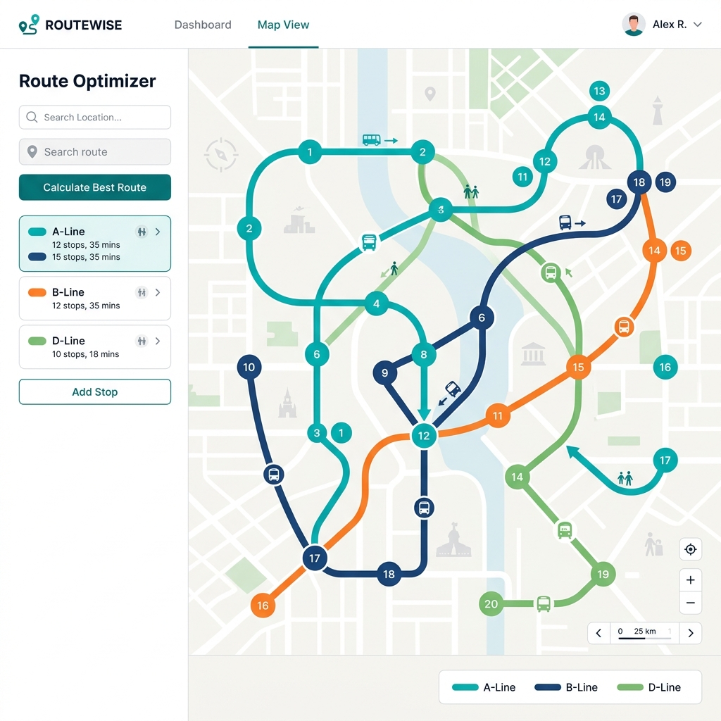 Okibus Route Optimizer Interface Map