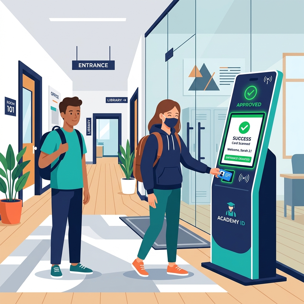 School Entrance Card Scan Terminal Mockup