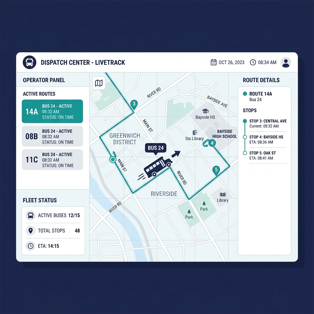 Okibus School Bus Tracker Dispatcher Map
