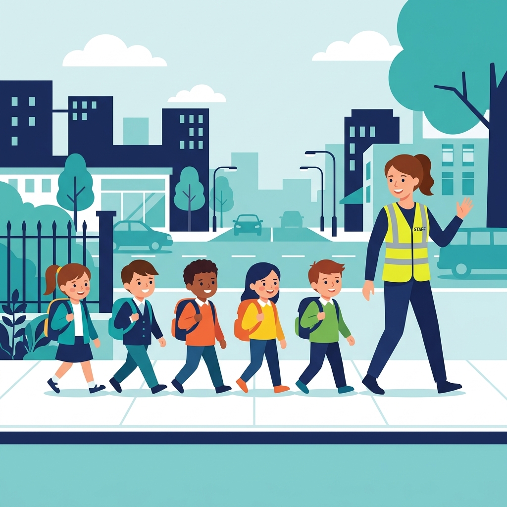 Supervised School Safe Walk illustration